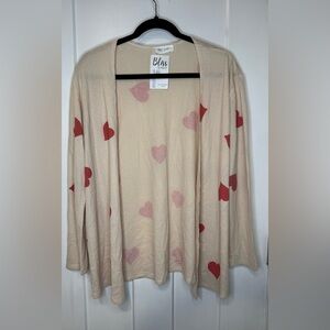 Phil Love Cream and Pink Heart Cardigan Size S